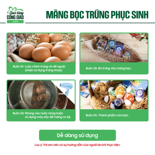 Màng bọc trứng Phục Sinh - Easter Egg Shrink Wrappers - Trang trí trứng Phục Sinh Việt Nam - Hình ảnh 3