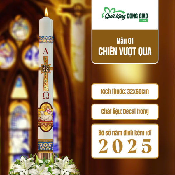 Mẫu Chiên Vượt Qua - Decal dán nến Phục Sinh - Trang trí nến Phục Sinh