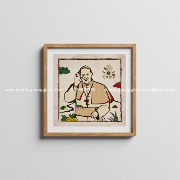Tranh Canvas Giáo Hoàng Phanxicô theo phong cách đông hồ Việt Nam - Nhiều kích thước - Hình ảnh 8
