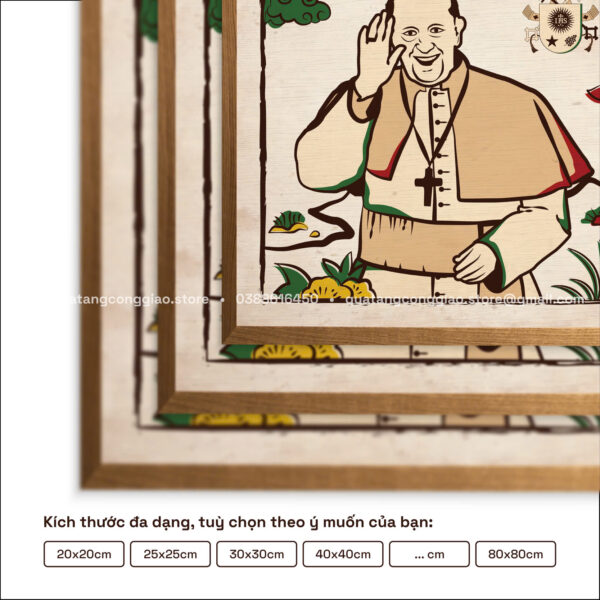 Tranh Canvas Giáo Hoàng Phanxicô theo phong cách đông hồ Việt Nam - Nhiều kích thước - Hình ảnh 4