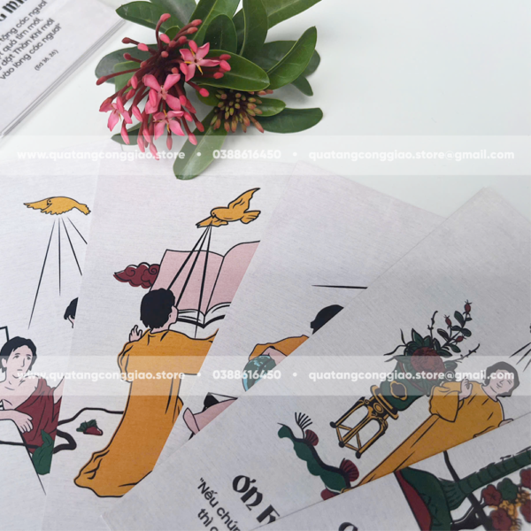 Bộ thẻ 7 ơn Chúa Thánh Thần phong cách tranh đông hồ - Quà tặng Công Giáo - Thẻ ơn ngẫu nhiên - Hình ảnh 5