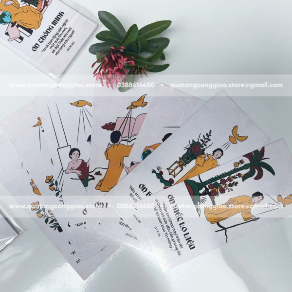 Bộ thẻ 7 ơn Chúa Thánh Thần phong cách tranh đông hồ - Quà tặng Công Giáo - Thẻ ơn ngẫu nhiên - Hình ảnh 3