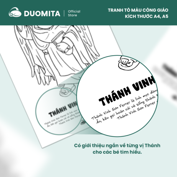 Bộ tranh tô màu Công Giáo – Khổ A4, A5. Giúp bé tập vẽ và tìm hiểu các Thánh - Hình ảnh 8